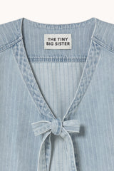 Striped Denim Vest Washed Blue