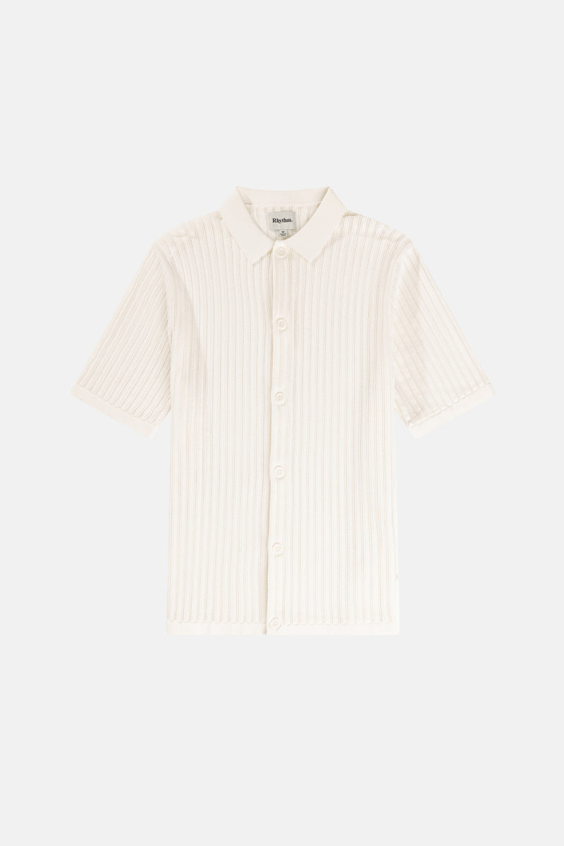 Knit Button Down Polo Natural