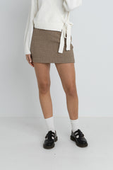 Mollie Check Mini Skirt Chocolate