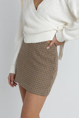 Mollie Check Mini Skirt Chocolate