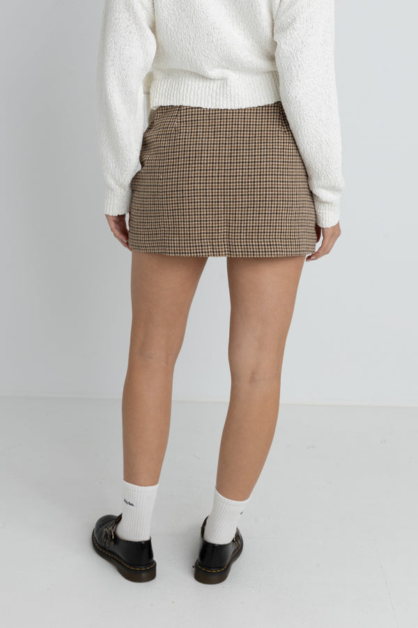 Mollie Check Mini Skirt Chocolate
