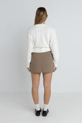 Mollie Check Mini Skirt Chocolate