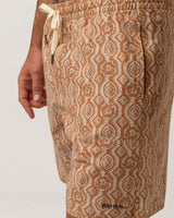 Floral Stripe Beach Short Butterscotch