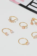 Eyelash Baguette Ring Pink Opal