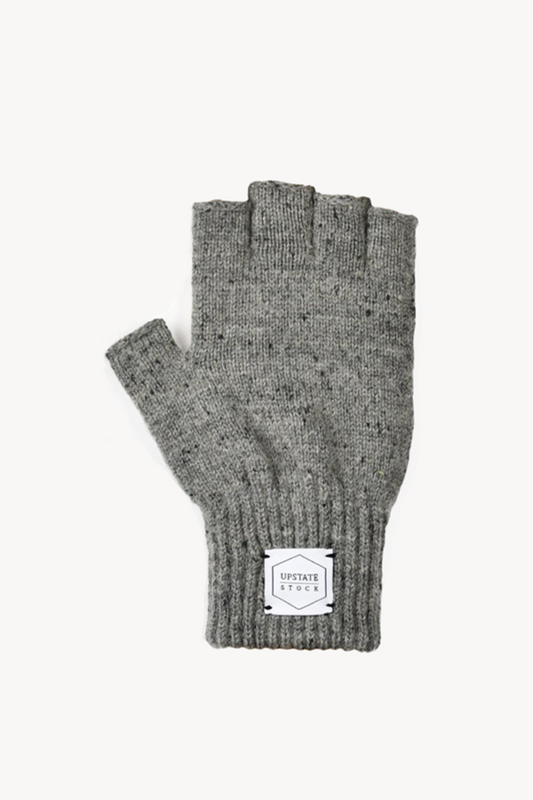 Fingerless Ragg Wool Glove Grey Tweed