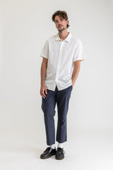 Classic Linen Short Sleeve Shirt Vintage White