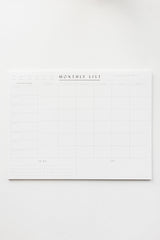 Monthly List Pad