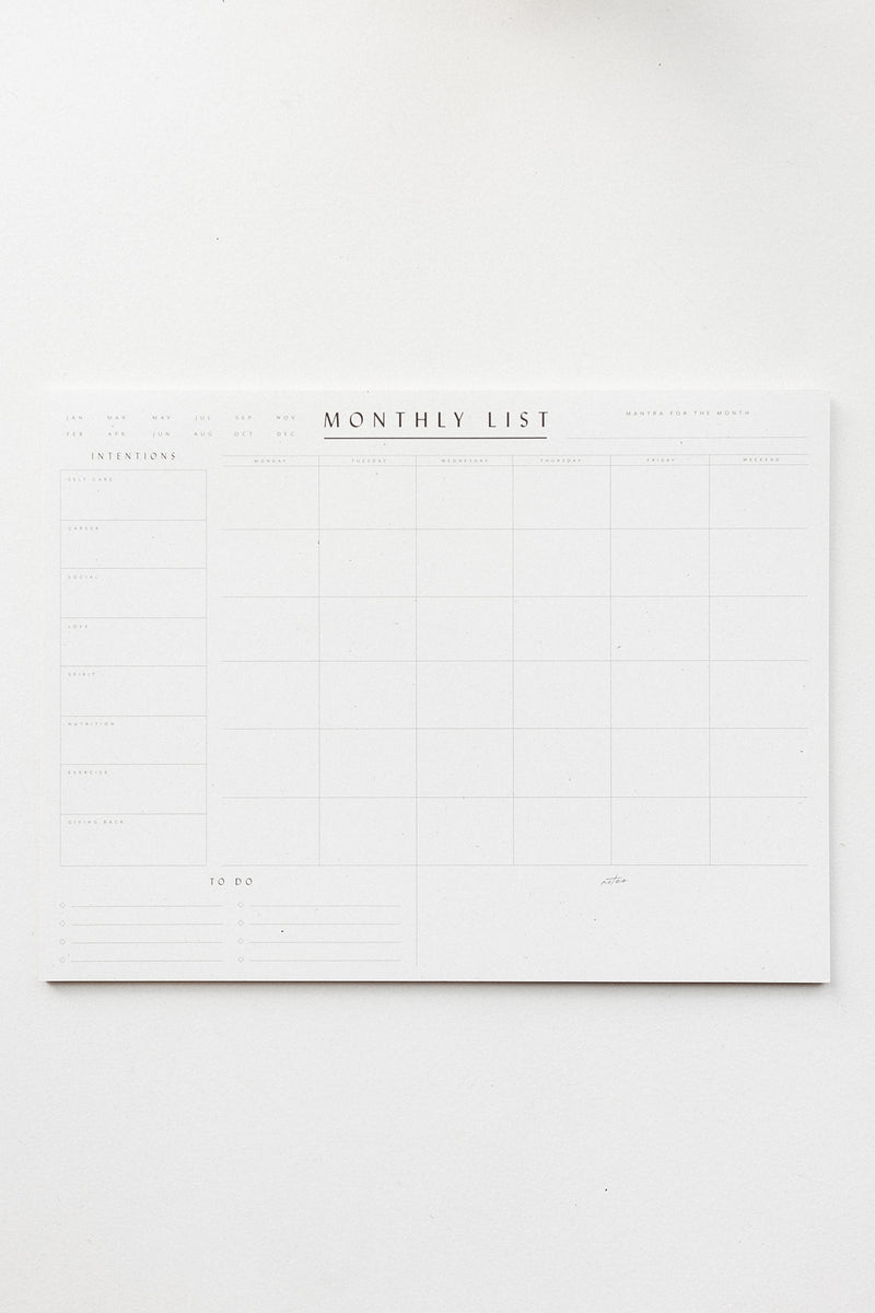Monthly List Pad