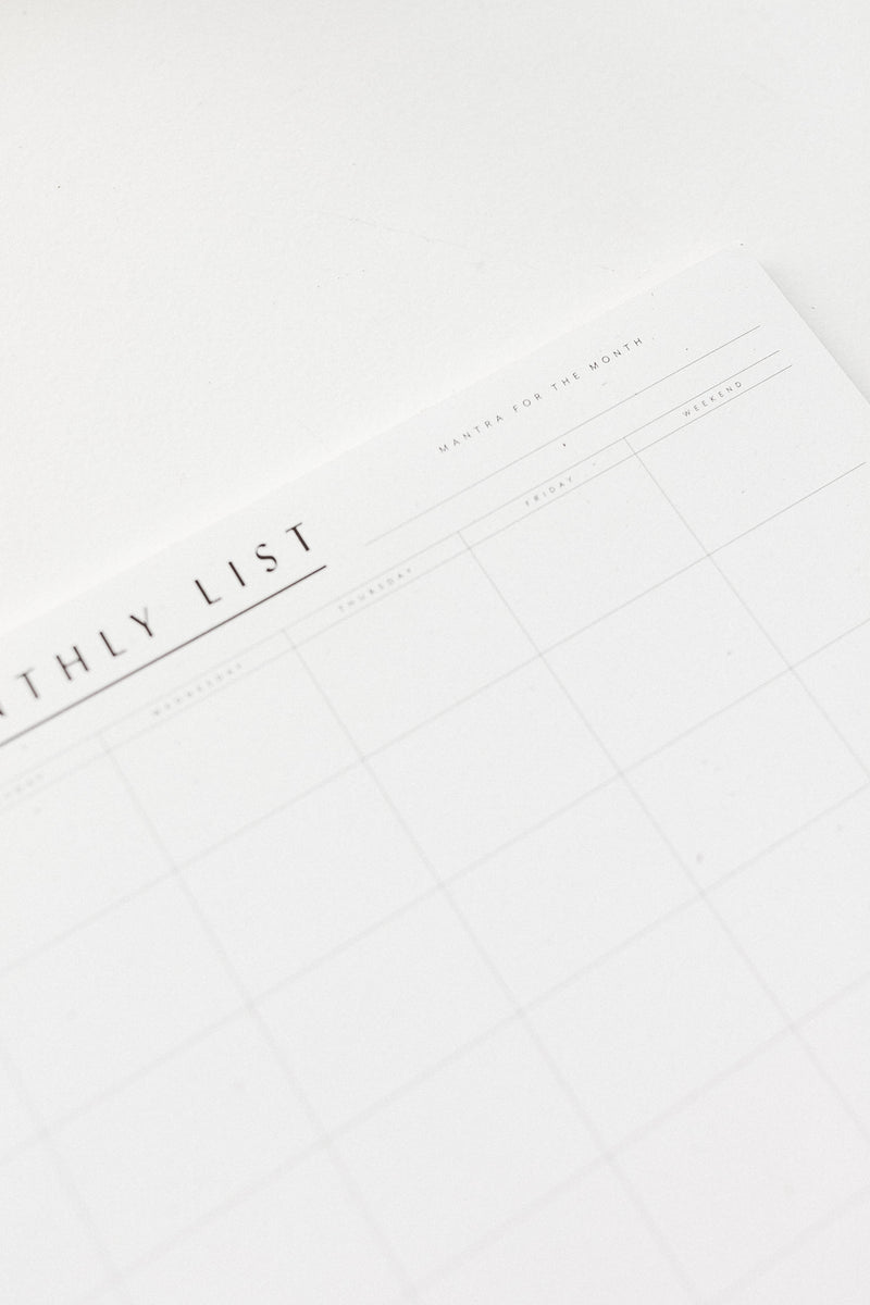 Monthly List Pad