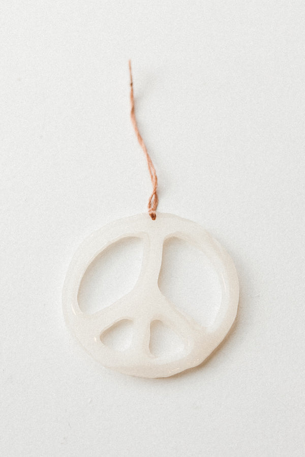 Peace Sign Resin Ornament Cream