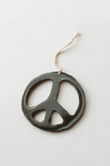 Peace Sign Resin Ornament Dark Green