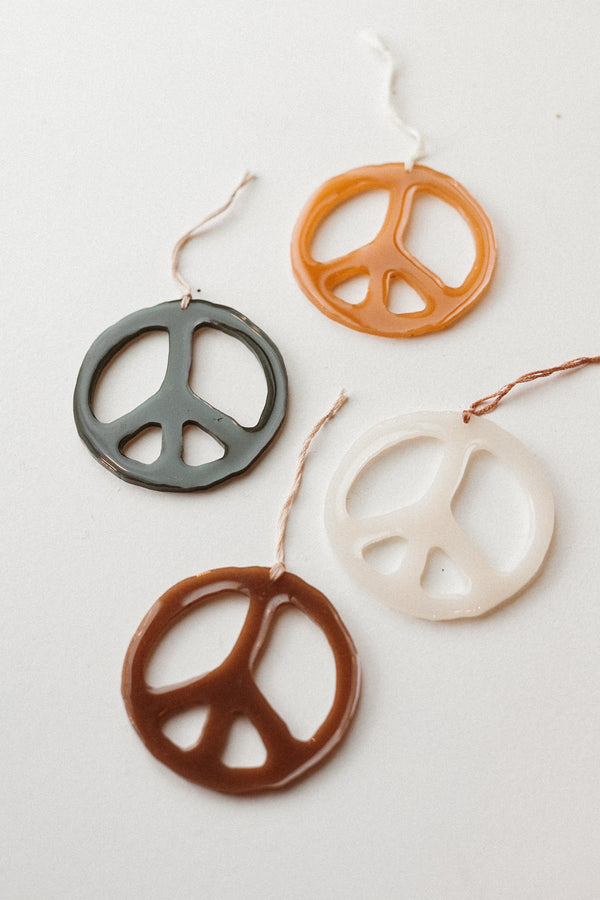 Peace Sign Resin Ornament Dark Green