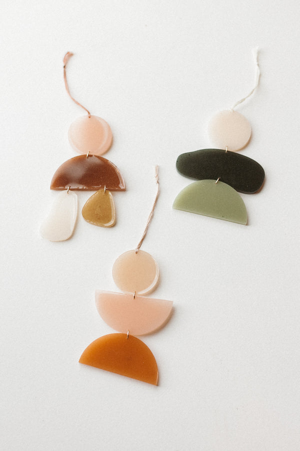Shape #3 Resin Ornament Pink / Brown / Cream / Gold