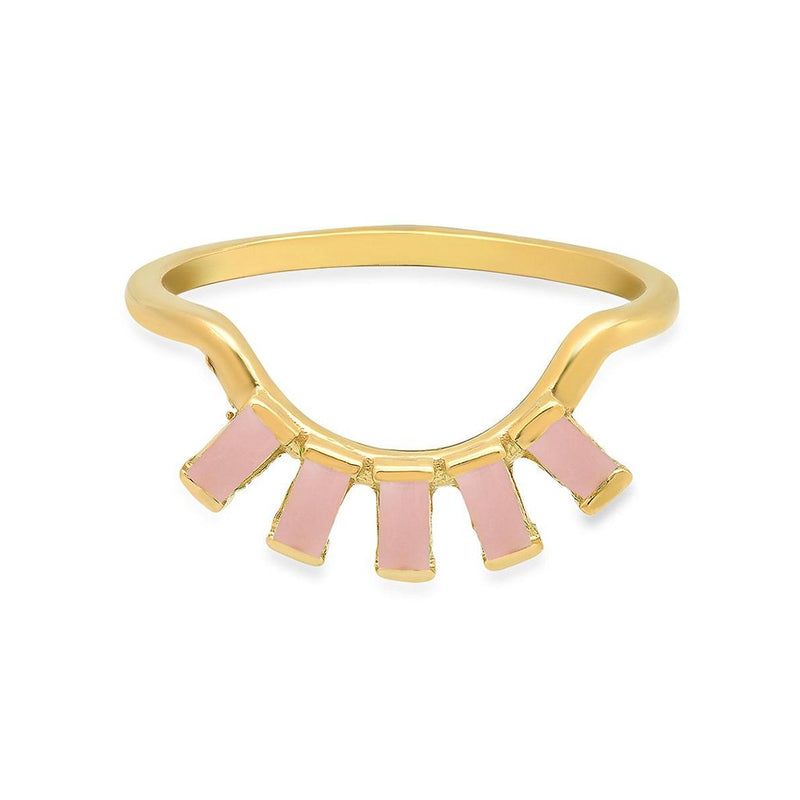 Eyelash Baguette Ring Pink Opal