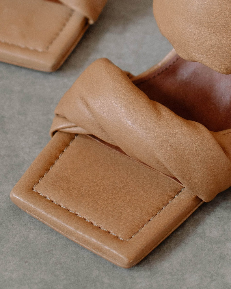 Twist Strap Sandal Camel