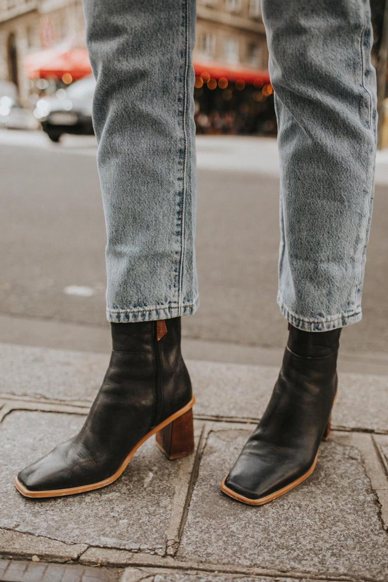 Vintage leather ankle boots hot sale